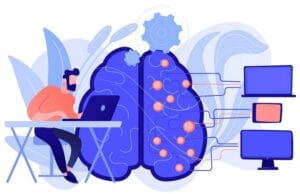 Ilustración de sesión online de estimulación cognitiva