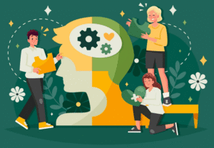 Ilustración de sesión presencial de estimulación cognitiva