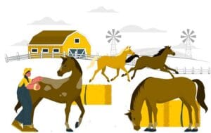 Ilustración de terapia asistida con caballos en entorno natural