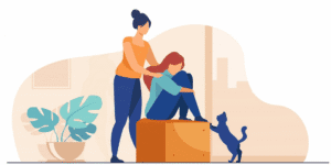 Ilustración terapia de duelo sesión individual en Centelles