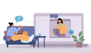 Ilustración sobre terapia individual online y transformación personal